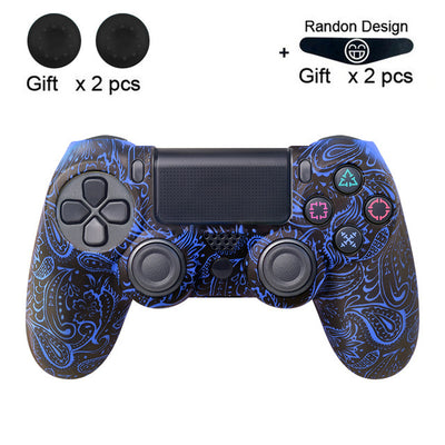 Bright yellow silicone protective cover for a PS4 controller, featuring black buttons and colored action symbols. - Image 41