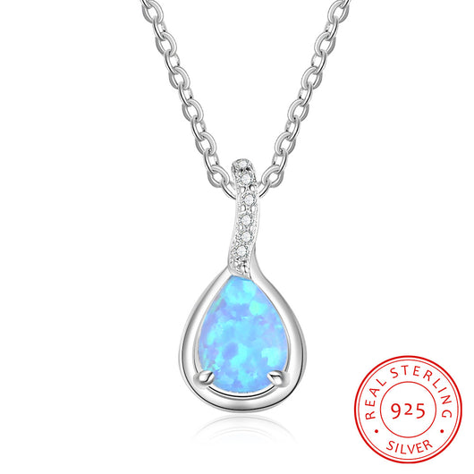 Collar y Pulsera con Colgante de Gota en Plata S925 Azul - Image 15