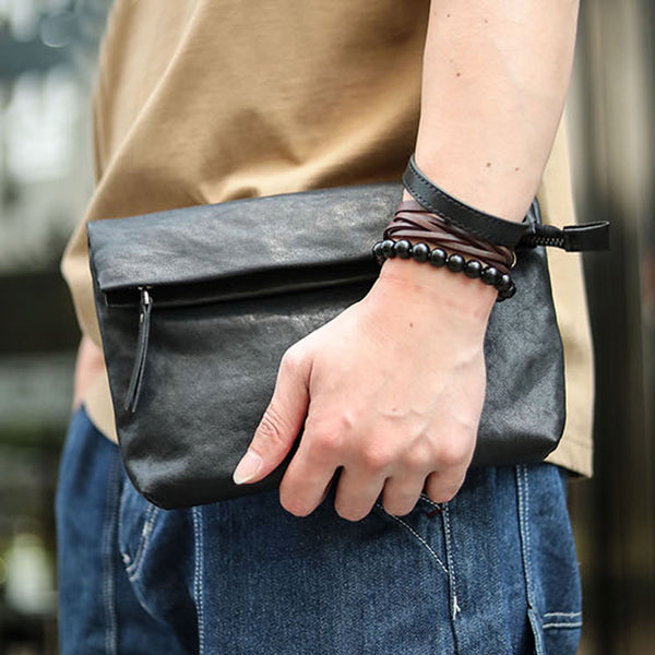 Bolsa Diagonal de Cuero para Hombre - Diseño Compacto