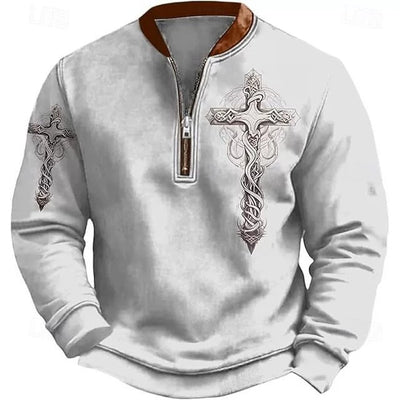 Sudadera con Cierre Estampado 3D Digital para Hombre - Primavera y Otoño - Image 9