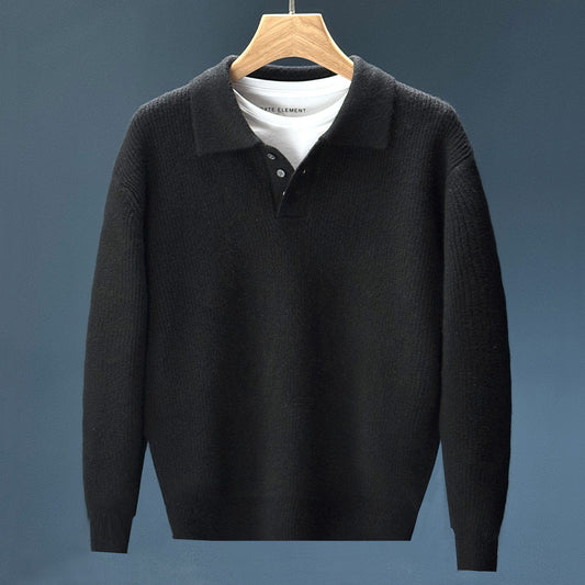 Suéter Retro Tejido Liso para Hombre - Comodidad de Invierno - Image 2