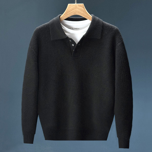 Suéter Retro Tejido Liso para Hombre - Comodidad de Invierno
