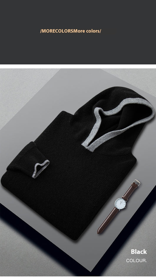 Suéter de Cachemira Holgado con Agujas Contraste para Hombre - Image 16