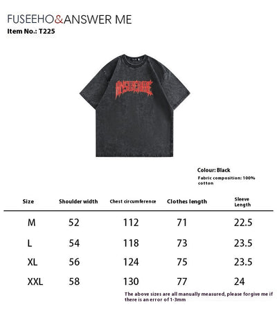 Playera Retro Desgastada con Estampado de Letras - Manga Corta - Image 7