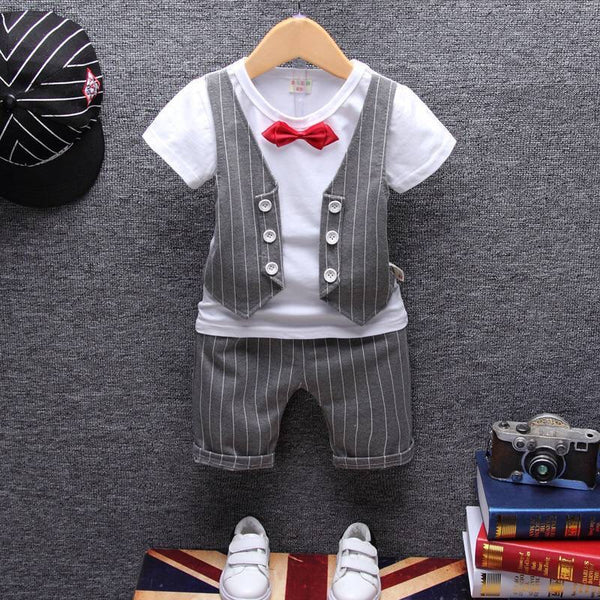 Conjunto Formal para Niño: Camiseta + Chaleco Gentleman de Algodón
