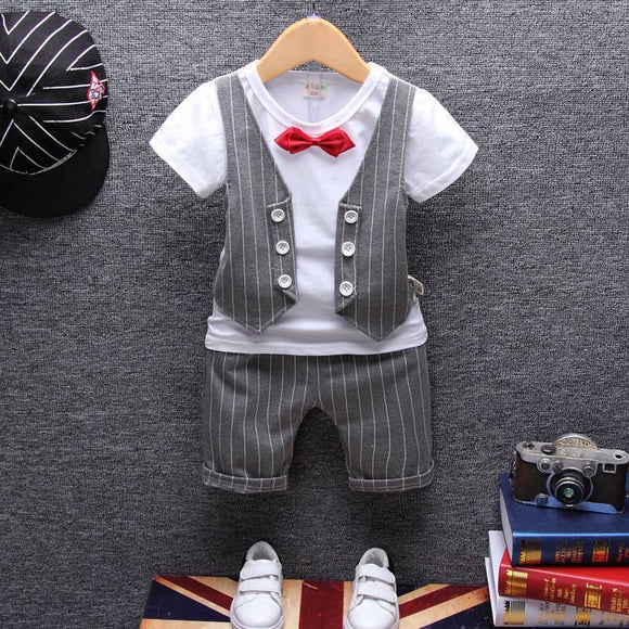 Conjunto Formal para Niño: Camiseta + Chaleco Gentleman de Algodón