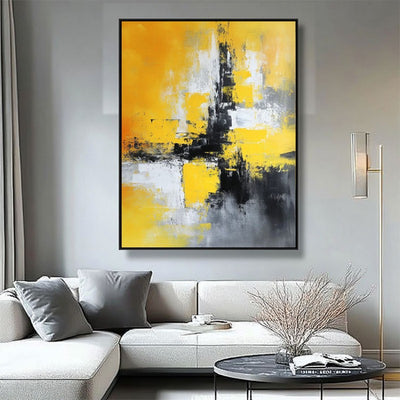 Cuadro Óleo Pintado a Mano - Mapa Decorativo Amarillo Texturizado Tamaño Grande - Image 5