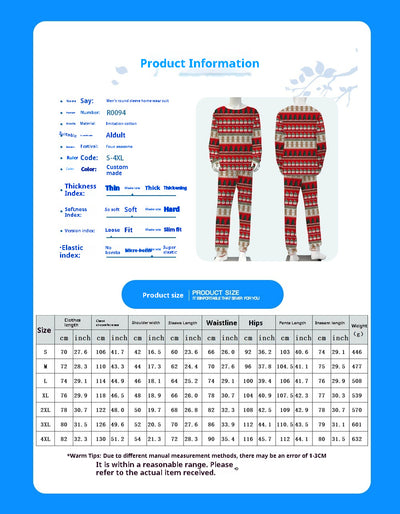 Family of four wearing matching red Christmas pajamas with reindeer and snowflake patterns and red pom-pom beanies. - Image 8