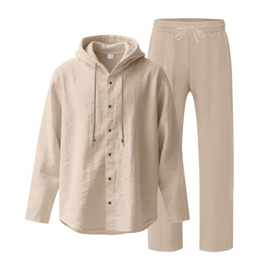 Conjunto de Camisa y Pantalón de Lino Holgado con Capucha - Comodidad Respirante - Image 27