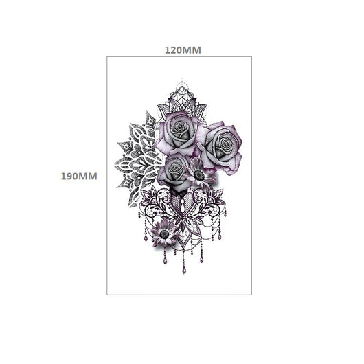 Tatuaje Temporal Floral Impermeable Rosa Negra - Diseño Totem Personalizable - Image 13