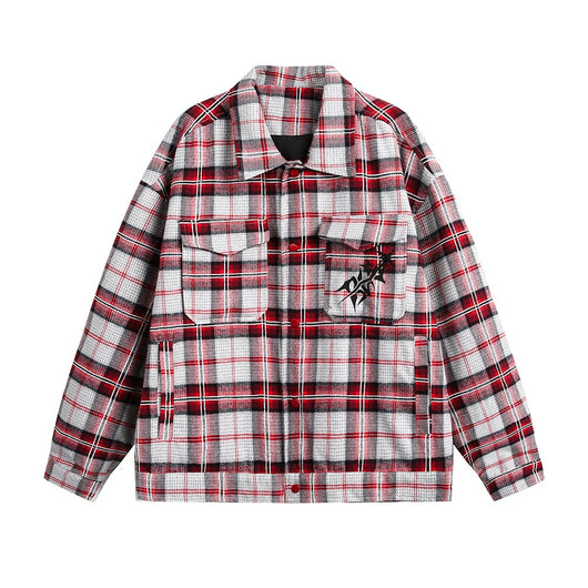 Camisa Tipo Jacket a Cuadros Holgada de Manga Larga Unisex - Image 23
