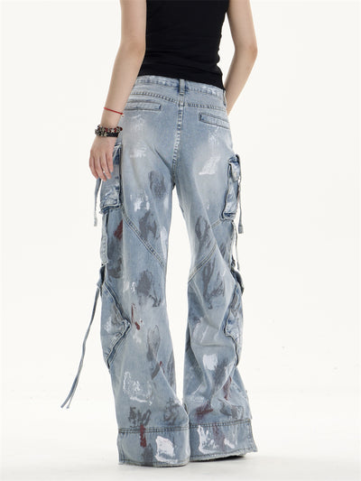 Pantalones Vaqueros de Trabajo Mujer Cintura Alta Bolsillos Múltiples - Image 18
