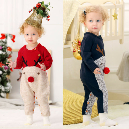 Pijama navideño unisex con estampado de reno para niños y niñas - Image 2