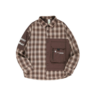 Camisa Cuadros Holgada con Bolsillos Cosidos y Hombros Caídos - Image 6