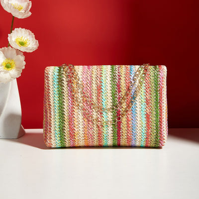 Bolsa Bandolera Cuadrada de Paja con Cierre de Candado - Image 3