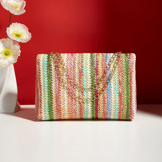Bolsa Bandolera Cuadrada de Paja con Cierre de Candado - Image 3