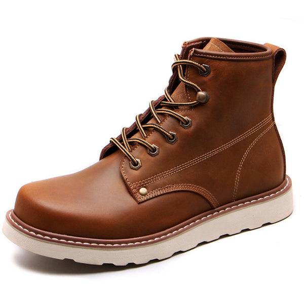 Botas Martin de Cuero Genuino para Hombre - Invierno Cálido con Forro de Cachemira