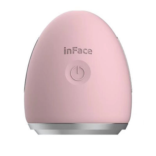 Yellow egg-shaped iontophoresis beauty instrument with a silver base and a power button on a white background. - Image 12