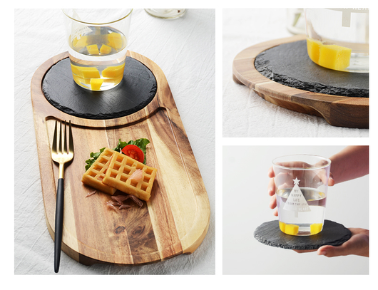 Plato de Madera para Pizza - Tabla Redonda de Madera Negra - Image 5