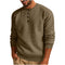 Camiseta Henley Suelta de Algodón Texturizado Manga Larga