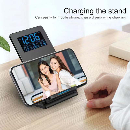 Reloj Despertador Multifunción con Cargador Inalámbrico y Soporte para Teléfono - Image 11