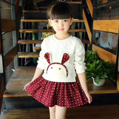 Vestido Infantil Coreano de Manga Larga Estilo Princesa