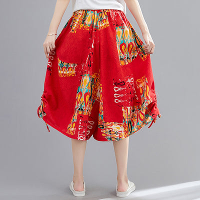Pantalones Anchos Cropped en Algodón y Lino con Estampado Étnico - Image 6