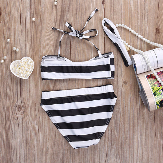 Bikini Infantil a Rayas con Moño para Niña - Image 3