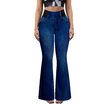 Pantalón Slim Fit Talle Alto Elástico con Estampado Tipo Denim - Image 5