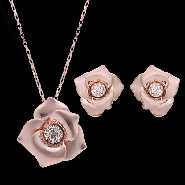 Conjunto de Joyería Nupcial con Cristales Brillantes - Collar y Aretes para Bodas y Eventos