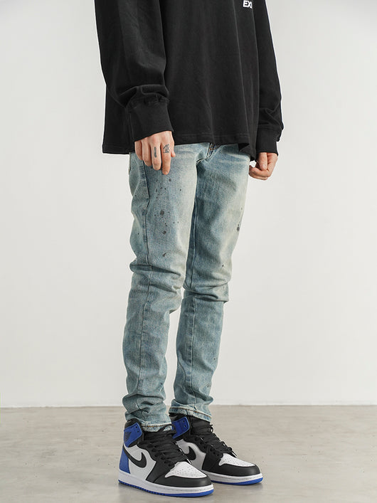 Jeans Slim Fit con Detalles de Tinta Salpicada