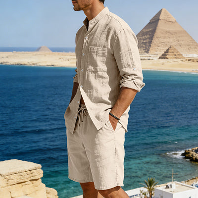 Conjunto de Camisa y Shorts de Lino para Hombre - Image 36