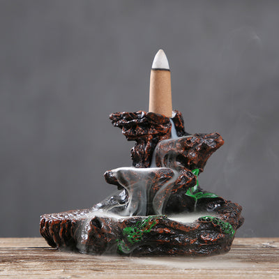 Quemador de Incienso Backflow con Cascada de Montaña - Diseño Artesanal de Roca y Nubes - Image 6