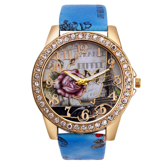 Reloj Pulsera Estilo Retro Coreano con Patrón de Rosas para Mujer - Image 12