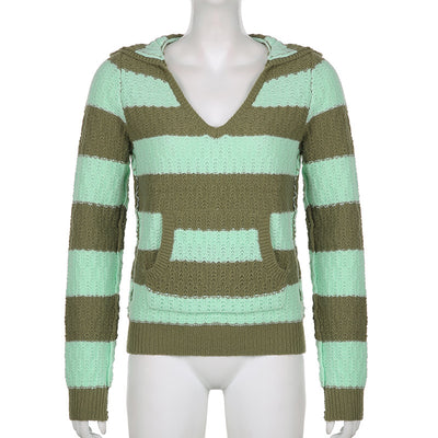 Sudadera con Capucha Kawaii a Rayas - Jumper Vintage Preppy - Image 12