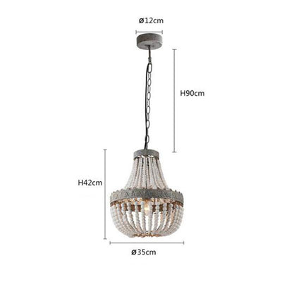 Lámpara Colgante de Cuentas de Madera con Acabado Rústico para Sala y Estudio - Image 9