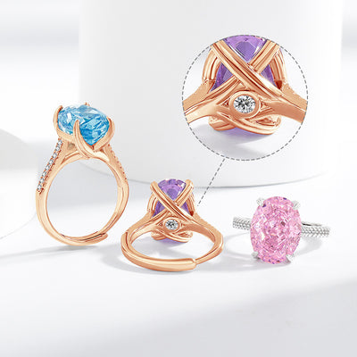 Anillo Versátil de Diamante Hielo Floral en Carbono Alto para Mujer - Image 49