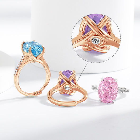 Anillo Versátil de Diamante Hielo Floral en Carbono Alto para Mujer - Image 49