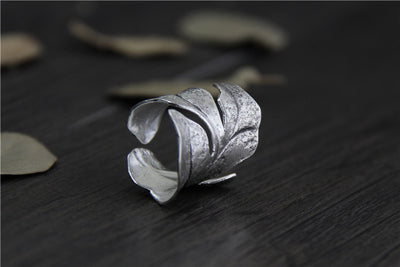 Anillo de Plata Esterlina con Hoja Vintage para Hombre y Mujer - Image 4