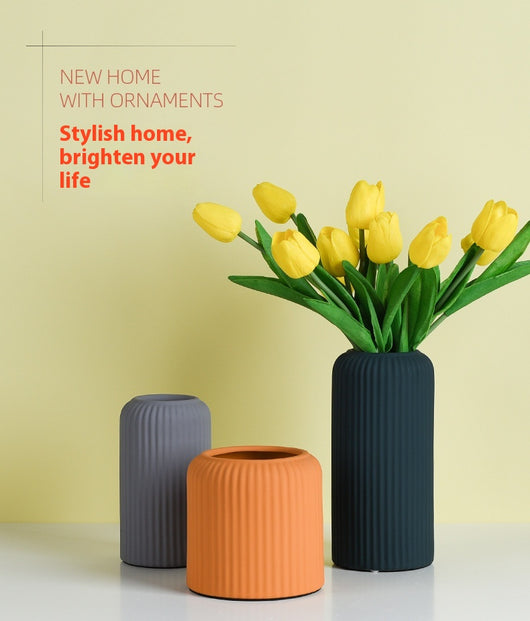 Jarrón Cerámico Minimalista Morandi Boca Ancha para Flores Secas - Image 15