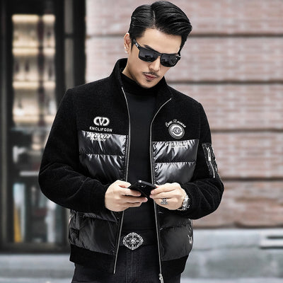 Chaqueta de Plumón para Hombre con Cuello Alzado y Mangas Tejidas - Image 20