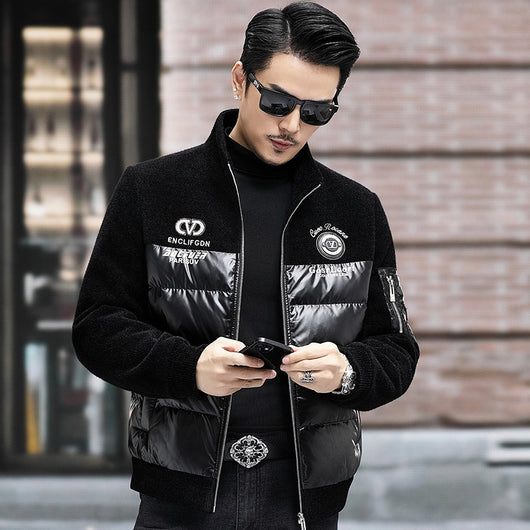 Chaqueta de Plumón para Hombre con Cuello Alzado y Mangas Tejidas - Image 20
