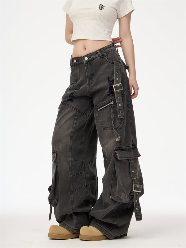Pantalones Cargo Desestructurados con Lavado Industrial