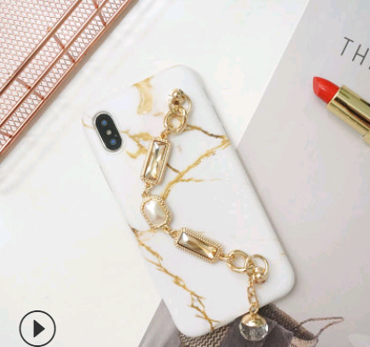 Funda iPhone XS Max Mármol Blanco con Cadena - Protección Total y Estilo - Image 3