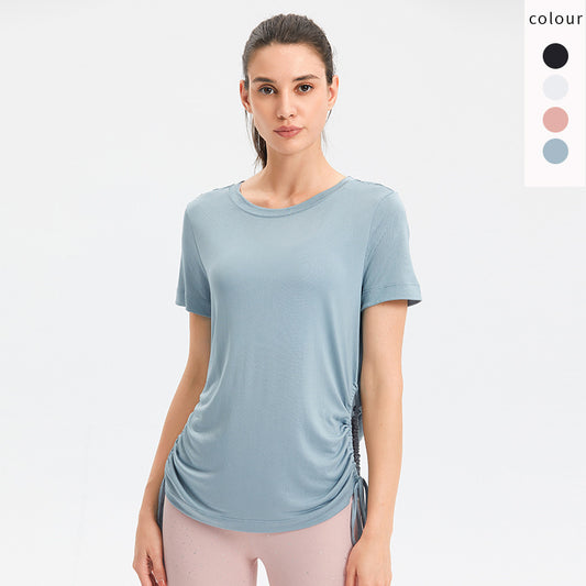 Blusa Suelta de Cuello Redondo en Color Sólido para Mujer