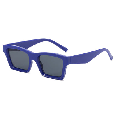 Champagne translucent rectangular sunglasses with brown lenses, featuring a simple fashion design. - Image 3