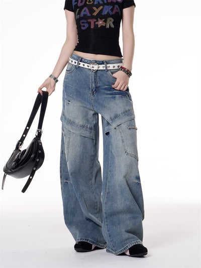 Jeans Deconstructivos Estilo Hot Girl Retro Americano con Múltiples Bolsillos - Image 13