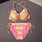 Bikini de Playa con Cordones y Rayas Coloridas