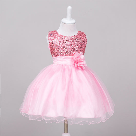 Vestido de Niña con Lentejuelas Floral para Dama de Honor y Eventos Especiales - Image 16