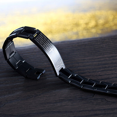 Pulsera de Acero Negro con Cruz para Hombre - Image 4